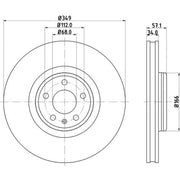 DON 2 x Internally Vented Front Brake Discs PCD21891