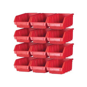 Faithfull 12 Plastic Storage Bins with Wall Mounting Rails - FAIPAN12