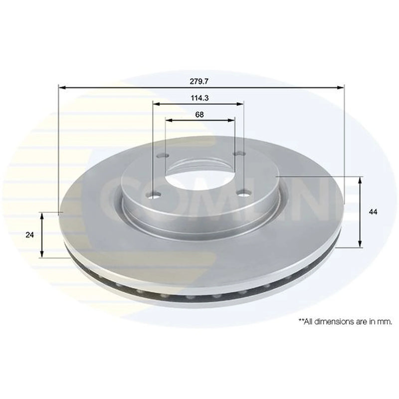 Comline 2 x Internally Vented Front Brake Discs ADC0284V