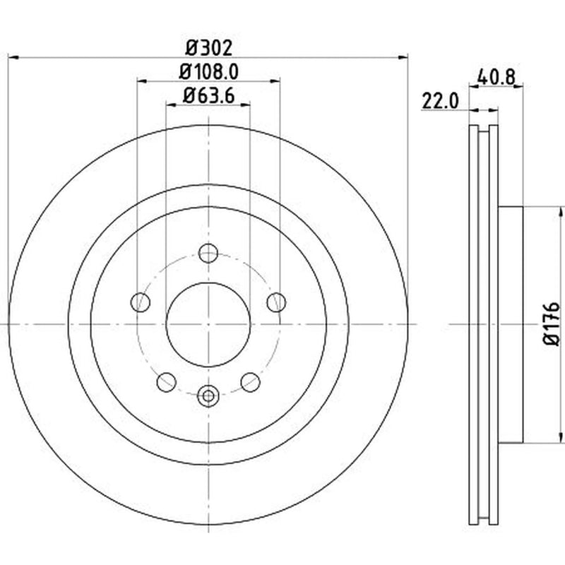 DON 2 x Externally Vented Rear Brake Discs PCD12722