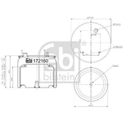 Febi Air Suspension Bellow 230mm Rear Right 172160