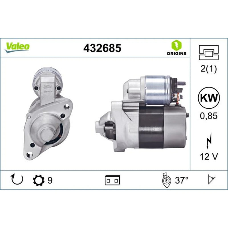 Valeo Starter Motor 12V 0.85kW 9 Teeth 432685