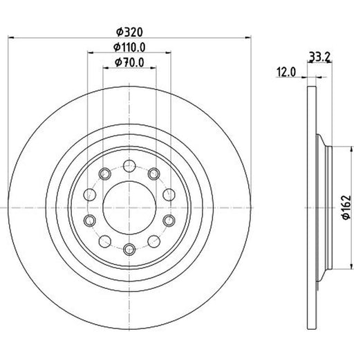 Mintex 2 x Solid Rear Brake Discs MDC2874C