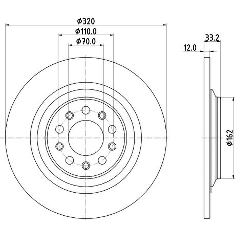 DON 2 x Solid Rear Brake Discs PCD17822