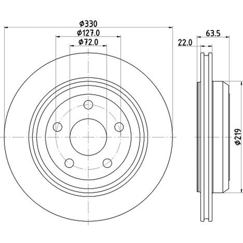 DON 2 x Externally Vented Rear Brake Discs PCD21722