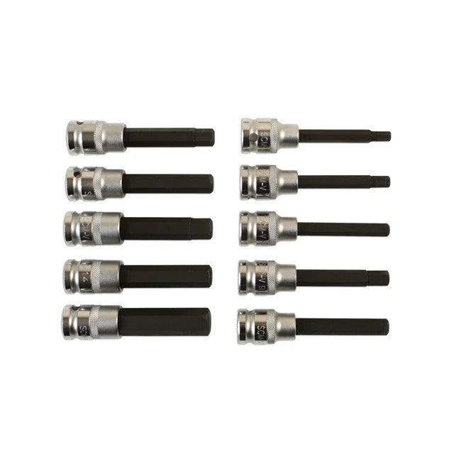 Laser Tools Long Hex Socket Bit Set 1/2"D 10pc - PL