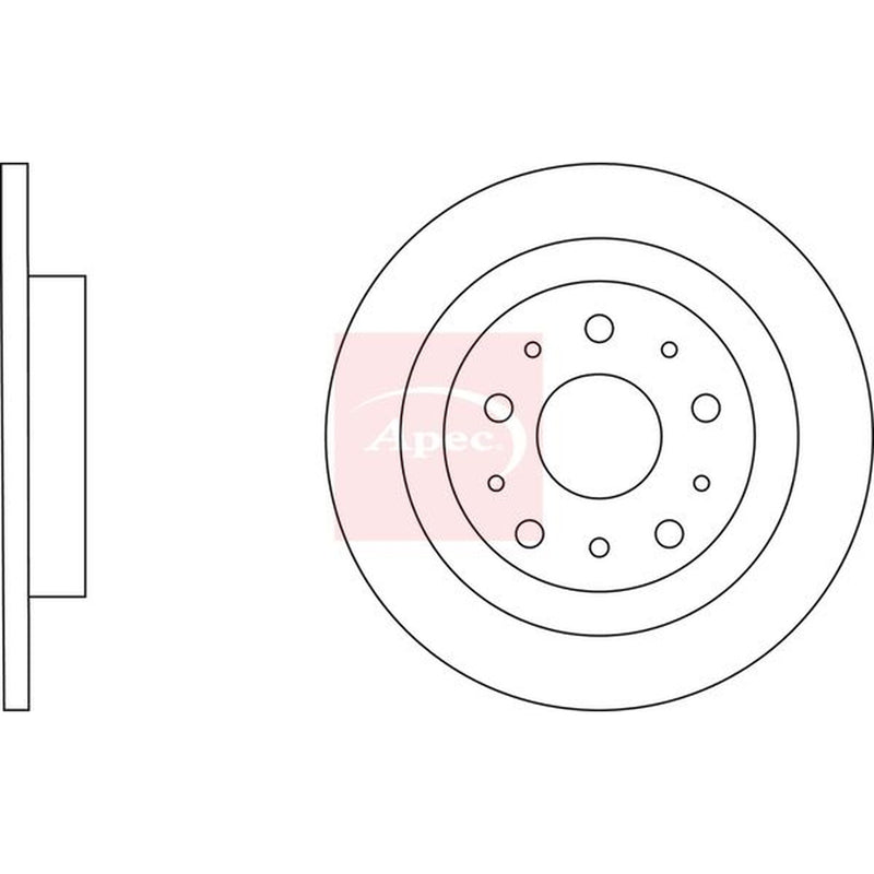 Apec 2 x Solid Rear Brake Discs DSK3174