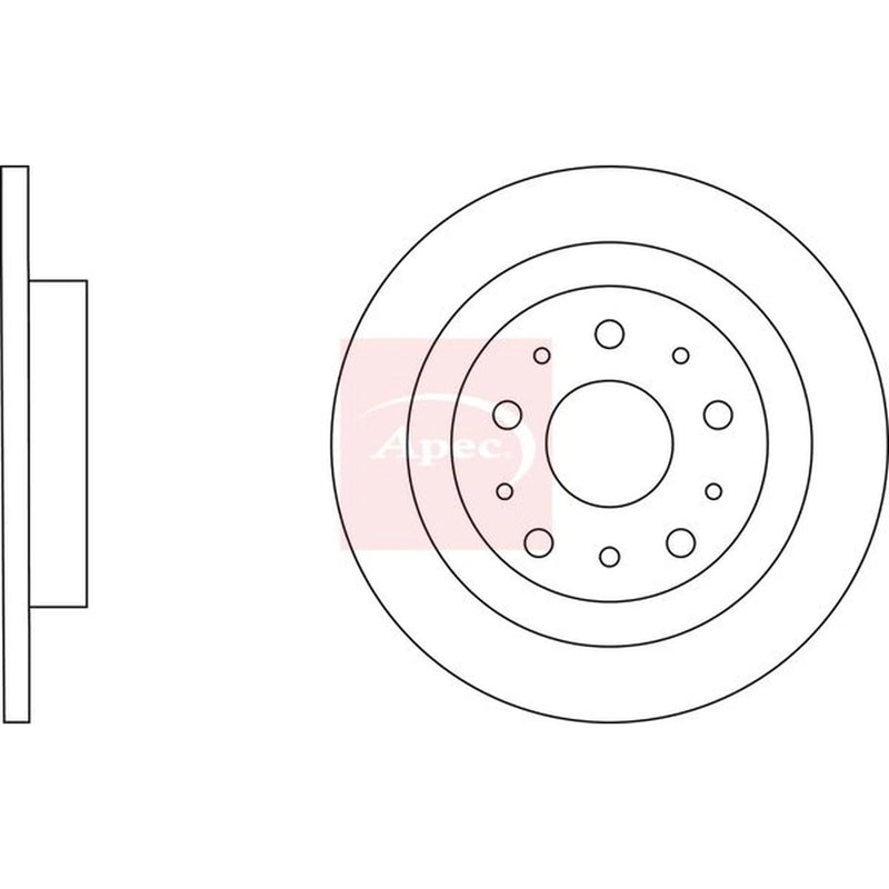 Apec 2 x Solid Rear Brake Discs DSK3174