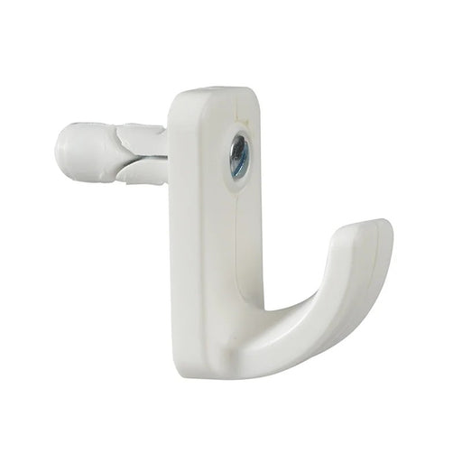 Plasplugs Hollow Door Hook Single White HW124 - HW124