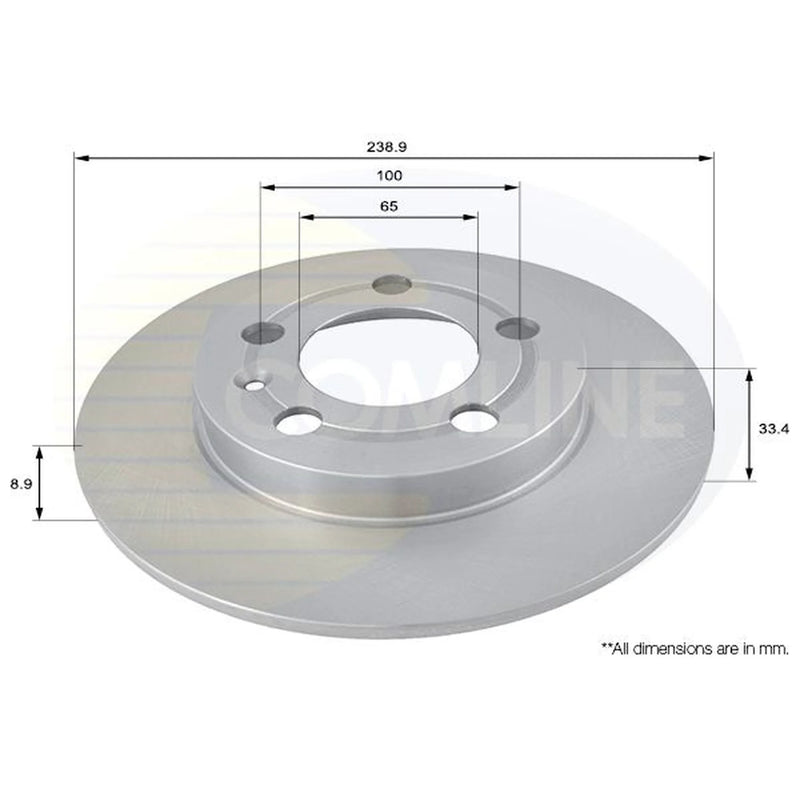 Comline 2 x Solid Rear Brake Discs ADC1443
