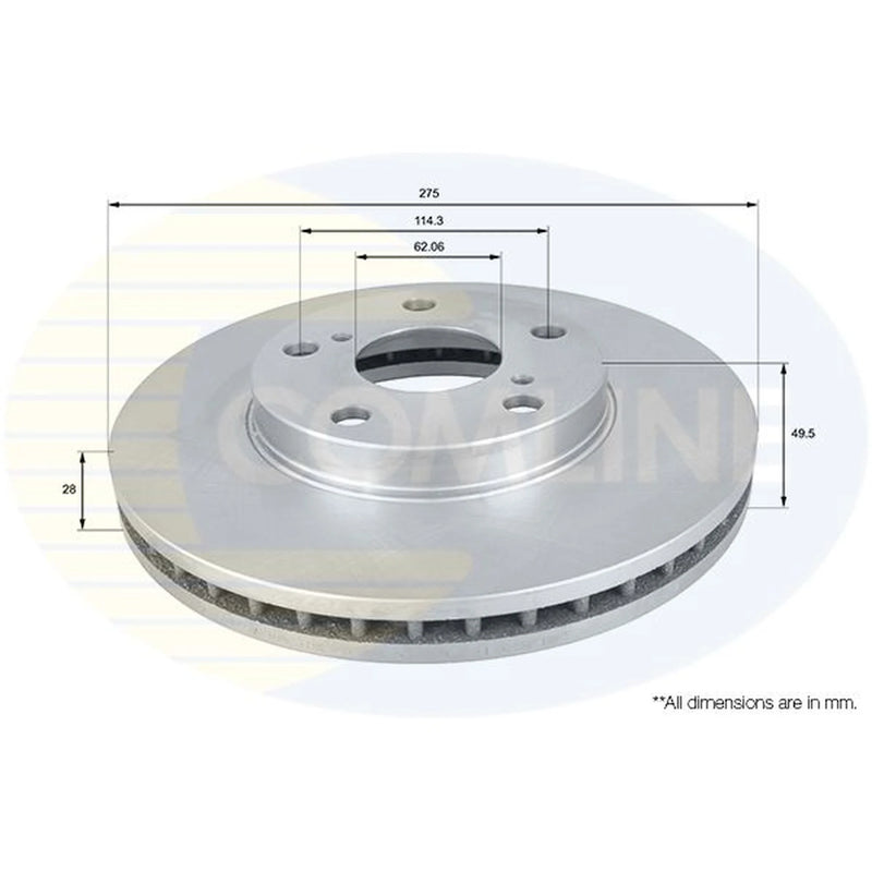 Comline 2 x Internally Vented Front Brake Discs ADC0145V