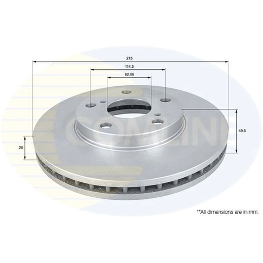 Comline 2 x Internally Vented Front Brake Discs ADC0145V