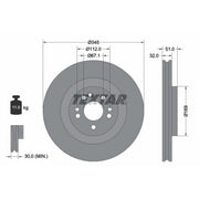 Textar 2 x Internally Vented Front Brake Discs 92103205