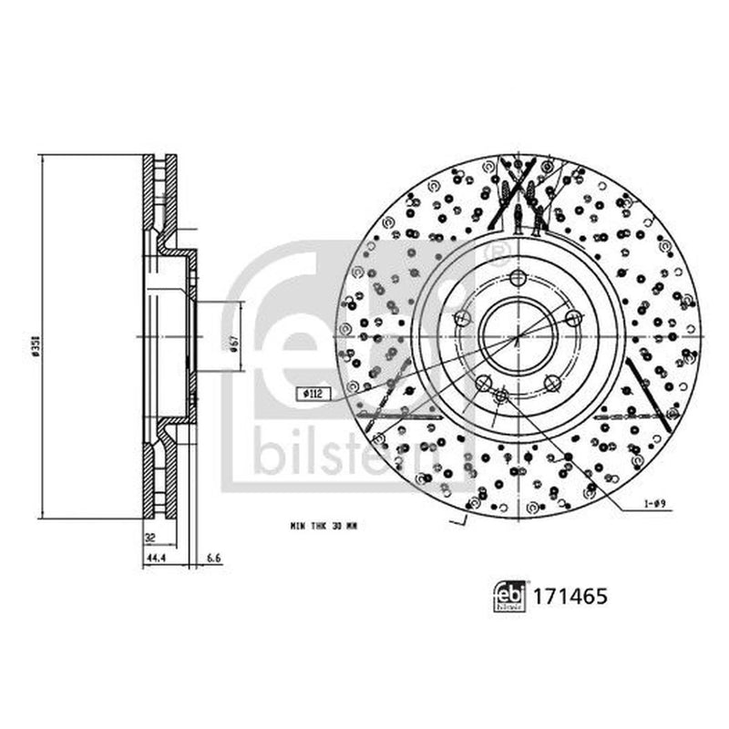 Febi 2 x Front Brake Discs 171465