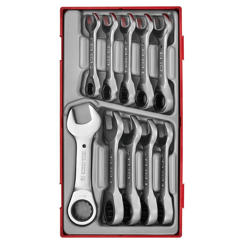 Teng Tools Stubby Ratcheting Combination Spanner Set 10 Pieces
