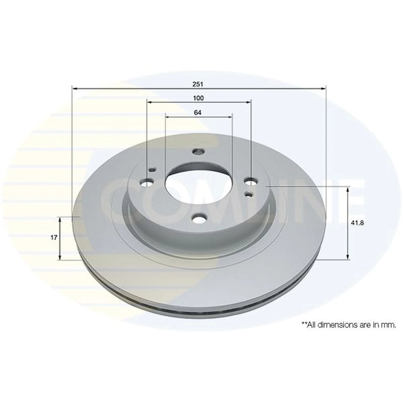Comline 2 x Internally Vented Front Brake Discs ADC2811V