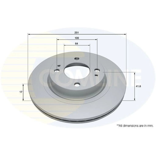 Comline 2 x Internally Vented Front Brake Discs ADC2811V