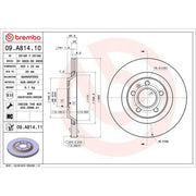Brembo 2 x Internally Vented Rear Brake Discs 09.A814.11