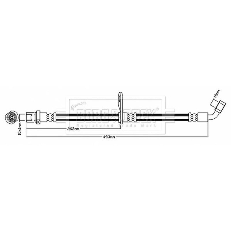 Borg & Beck Brake Hydraulic Hose Line Rear Right BBH8082