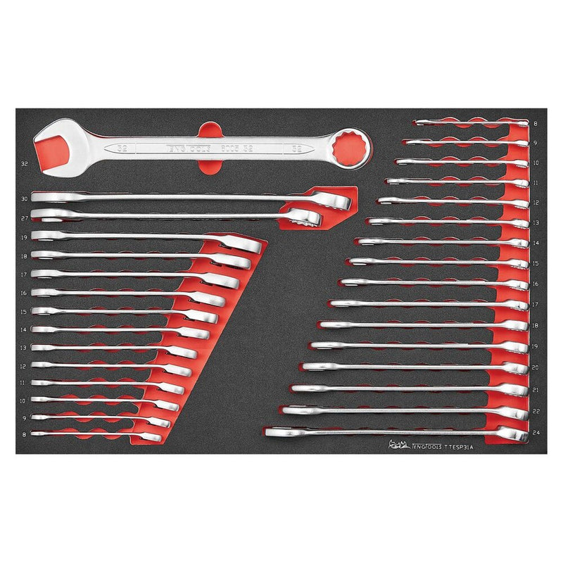 Teng Tools Spanner Set FOAM4X4 31 Pieces Metric Ratcheting
