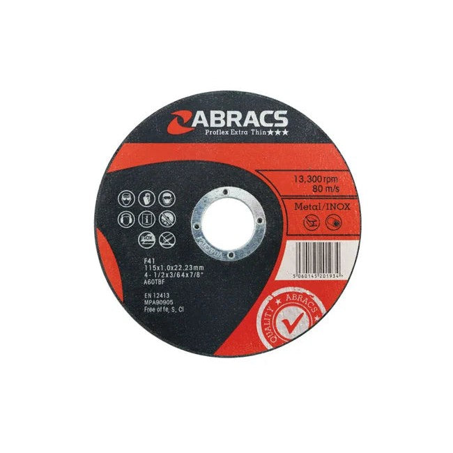 Abracs Extra Thin Flat Cutting Discs x 1.0mm 5pc 75-115mm
