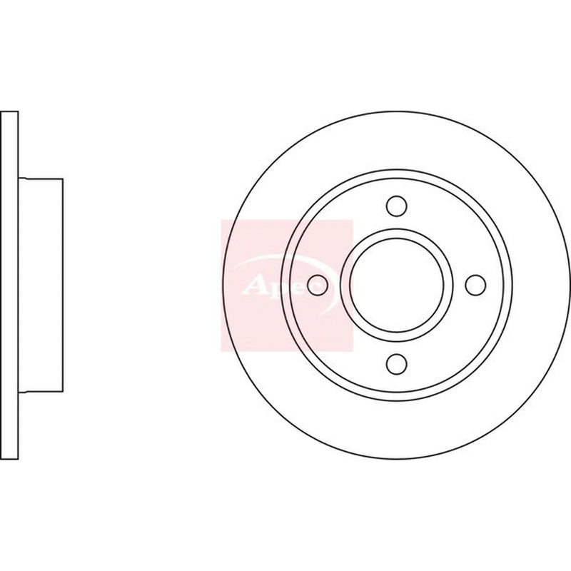 Apec 2 x Solid Front Brake Discs DSK253