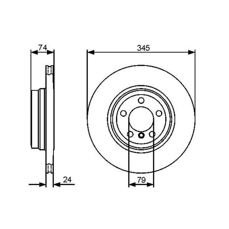 Bosch 2 x Vented Rear Brake Discs 0 986 479 440