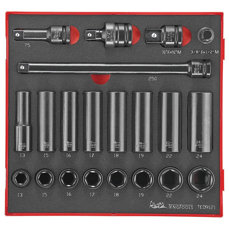 Teng Tools Impact Socket Set 21 Pieces 1/2" Drive FOAM2
