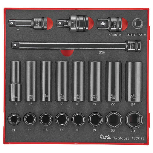 Teng Tools Impact Socket Set 21 Pieces 1/2" Drive FOAM2