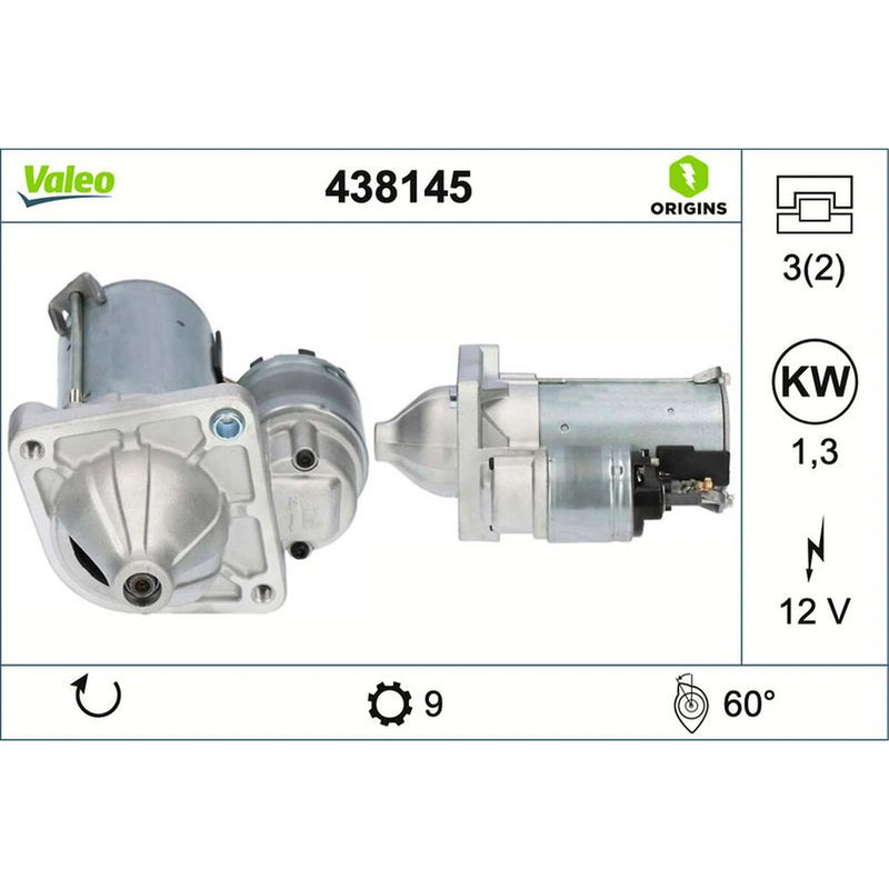 Valeo Starter Motor 12V 1.3kW 9 Teeth 438145