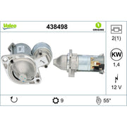 Valeo Starter Motor 12V 1.4kW 9 Teeth 438498