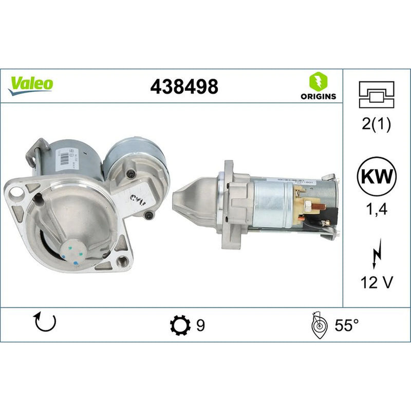 Valeo Starter Motor 12V 1.4kW 9 Teeth 438498