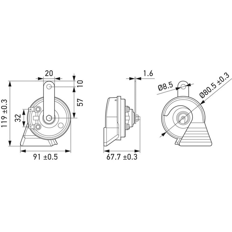 Hella Trumpet Style Car Horn 3FH 011 225-181