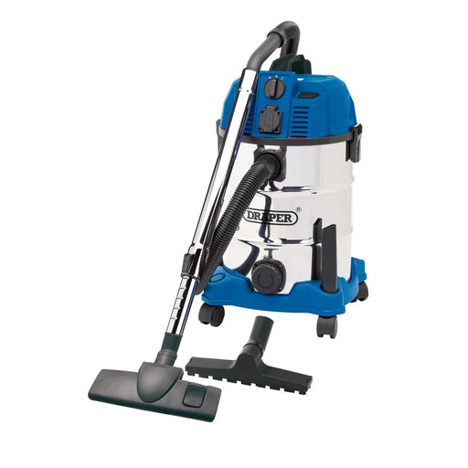 Draper Wet and Dry Vacuum Cleaner 30L 1300W Stainless Steel Tank