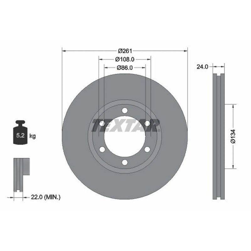 Textar 2 x Vented Front Brake Discs 92234700