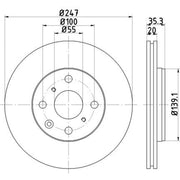 DON 2 x Externally Vented Front Brake Discs PCD18312