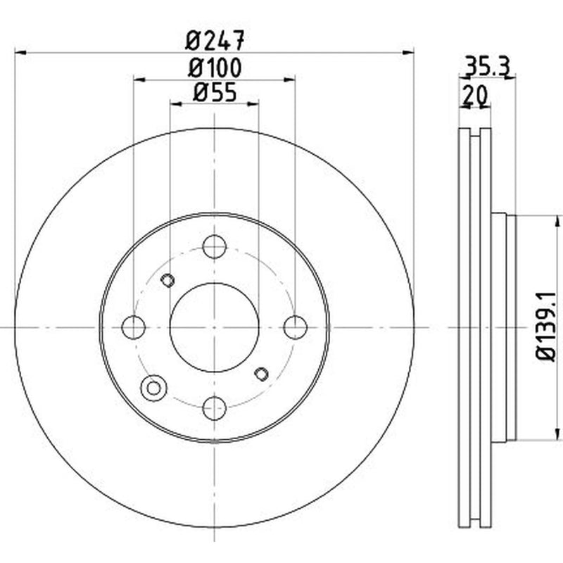 DON 2 x Externally Vented Front Brake Discs PCD18312