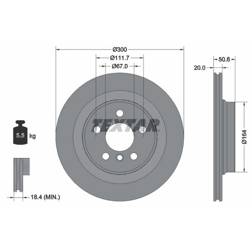 Textar 2 x Vented Rear Brake Discs 92274503