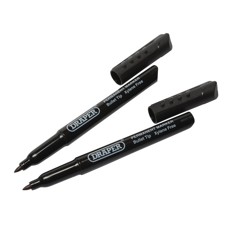 Draper Marker Pens, Black, Pack of 2