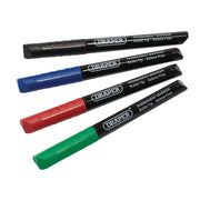 Draper Marker Pens, Multicoloured Pack of 4