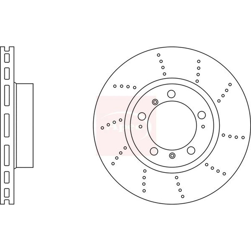 Apec 2 x Perforated/Vented Front Brake Discs DSK3059