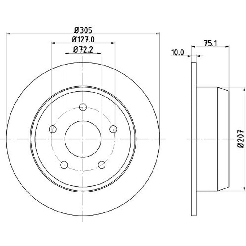 DON 2 x Solid Rear Brake Discs PCD23092