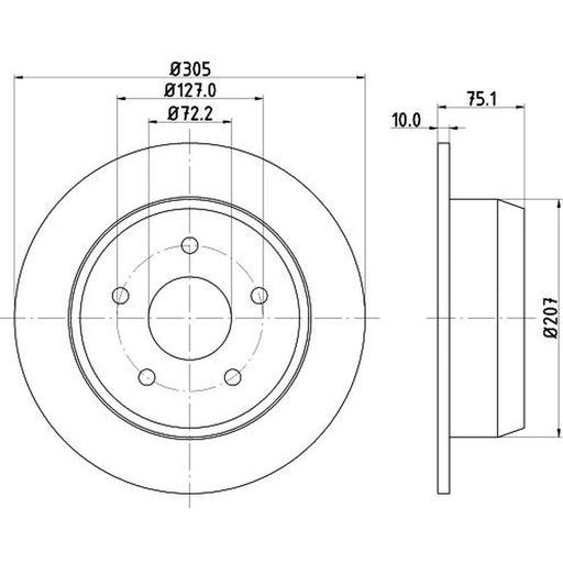 DON 2 x Solid Rear Brake Discs PCD23092
