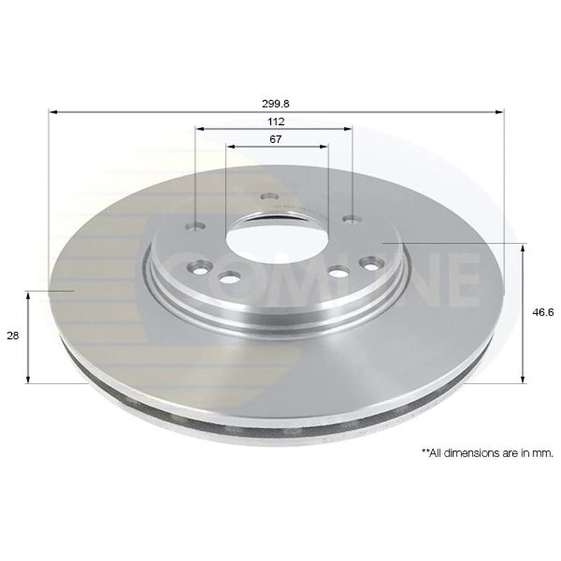 Comline 2 x Internally Vented Front Brake Discs ADC1669V
