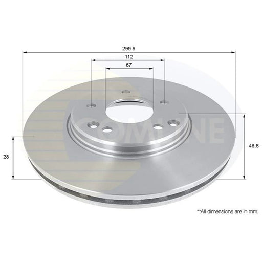 Comline 2 x Internally Vented Front Brake Discs ADC1669V