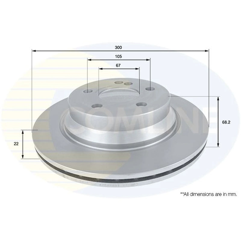 Comline 2 x Internally Vented Rear Brake Discs ADC1626V