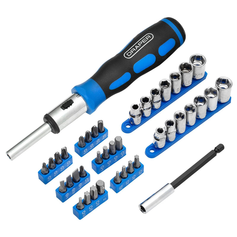 Draper Ratchet Screwdriver Socket and Bit Set 40 Piece