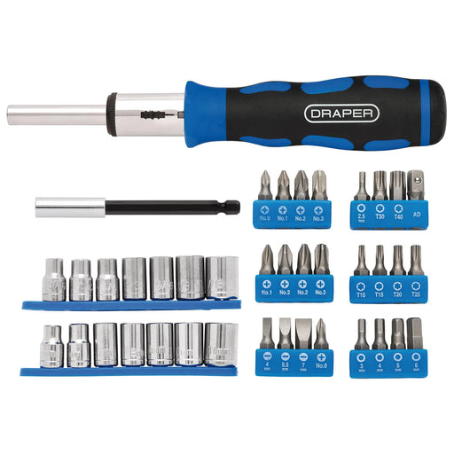 Draper Ratchet Screwdriver Socket and Bit Set 40 Piece