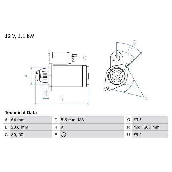 Bosch Reman Starter Motor 2124 0986021240 Bosch  - Town Parts