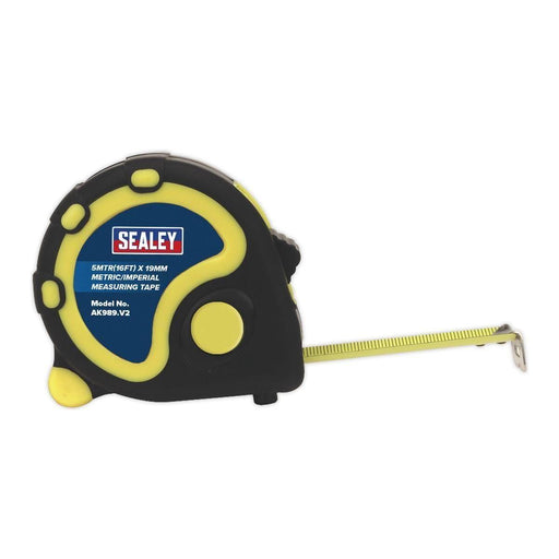 Sealey Rubber Tape Measure 5m(16ft) x 19mm Metric/Imperial AK989 Sealey  - Town Parts